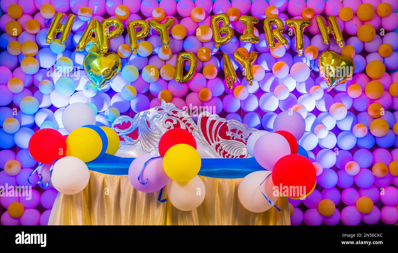 Balloon decoration for kids birthday celebration stage with decorative