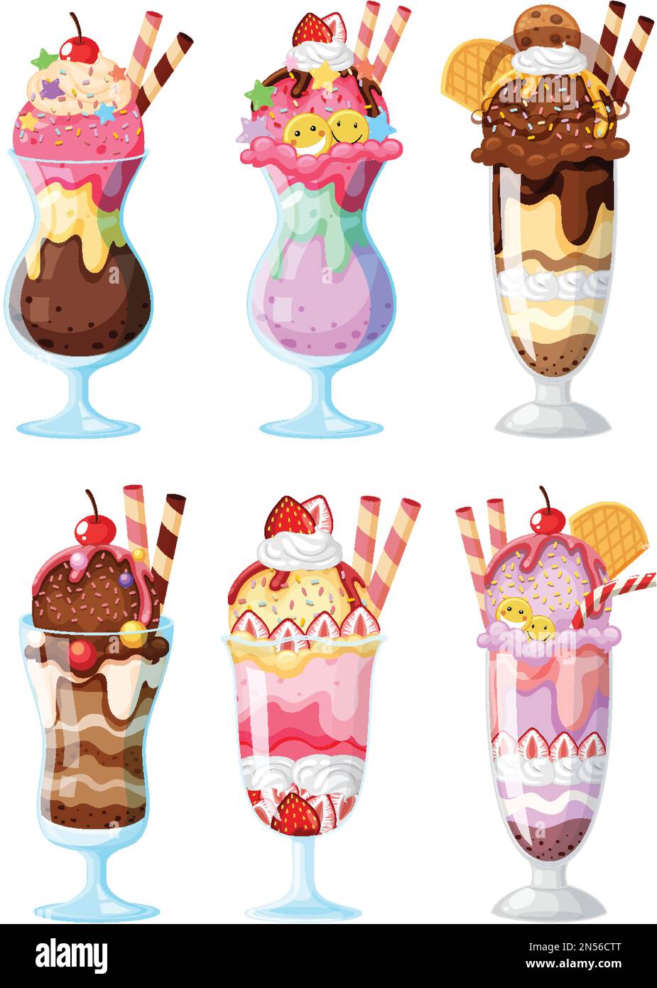 Colorful delicious desserts set illustration Stock Vector Image & Art ...