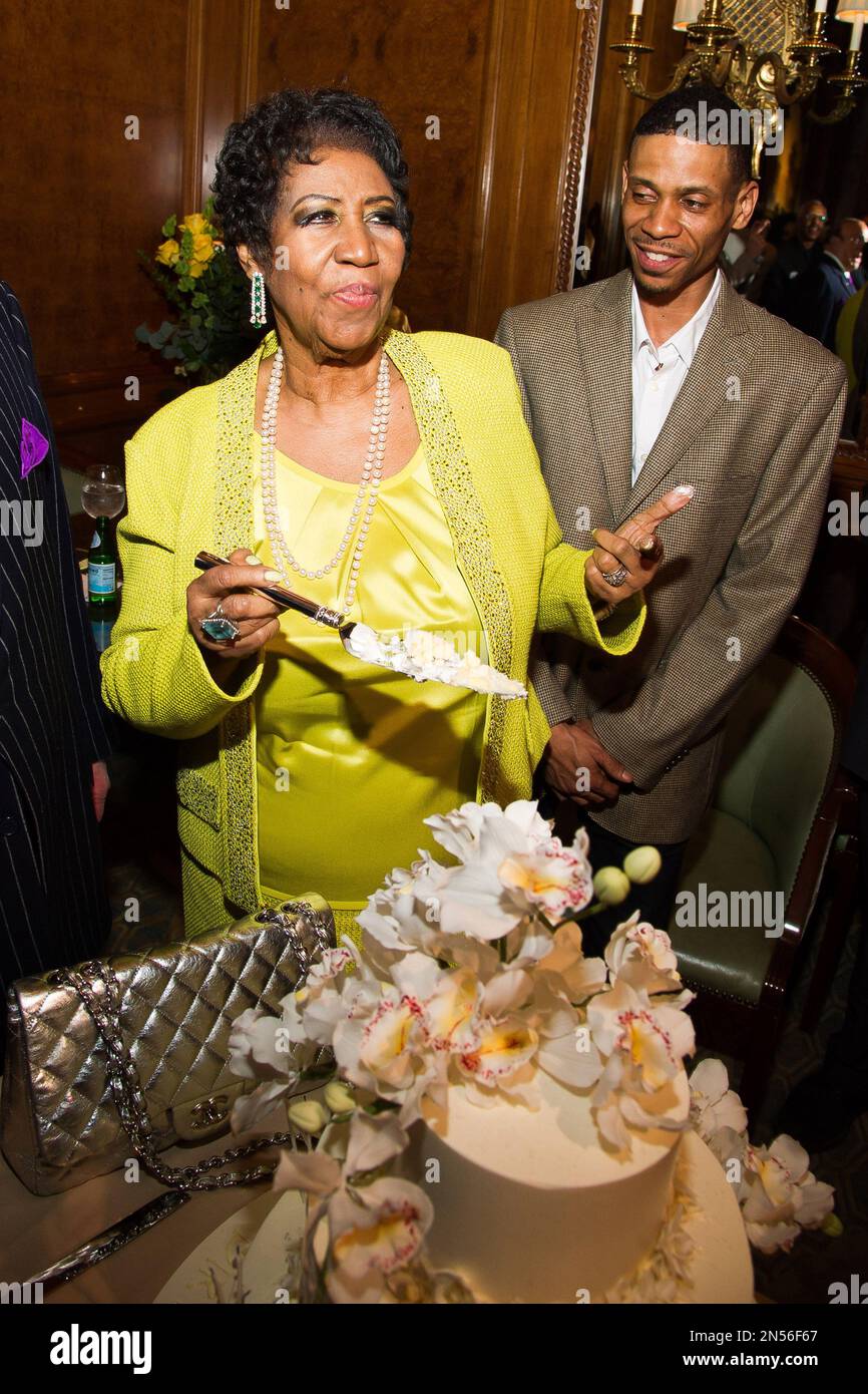 Aretha Franklin and her son Kecalf Cunningham attend her 72nd birthday ...