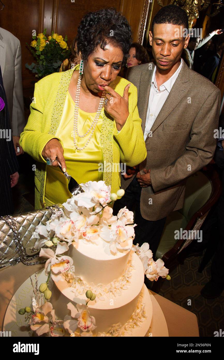 Aretha Franklin and her son Kecalf Cunningham attend her 72nd birthday ...