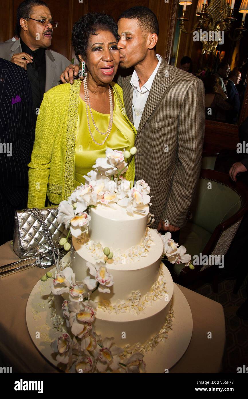Aretha Franklin and her son Kecalf Cunningham attend her 72nd birthday ...