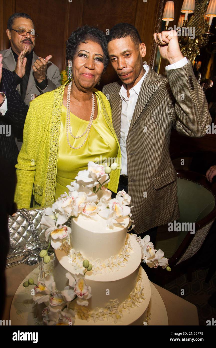 Aretha Franklin and her son Kecalf Cunningham attend her 72nd birthday ...
