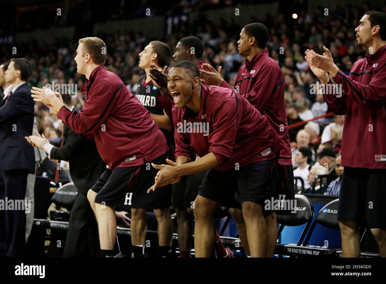 Harvard s Bench Celebrates In The Second Half During The Third round Game Of The NCAA Men s 