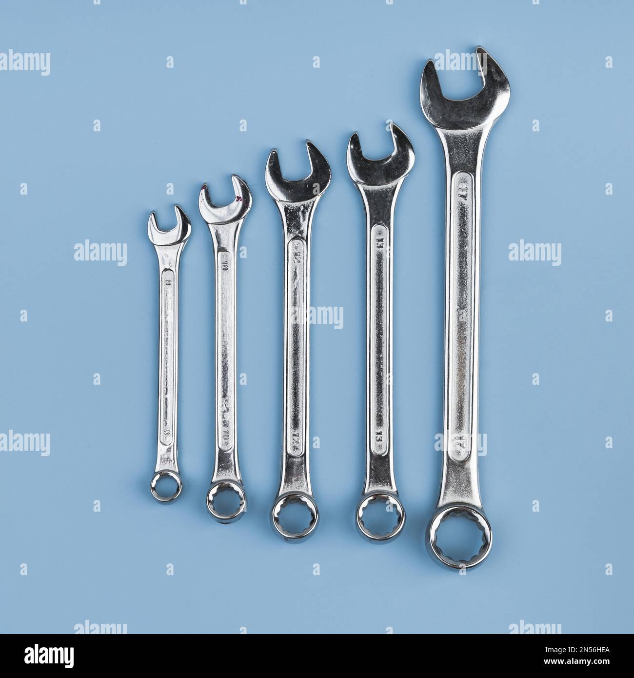 top view different types wrenches. Resolution and high quality