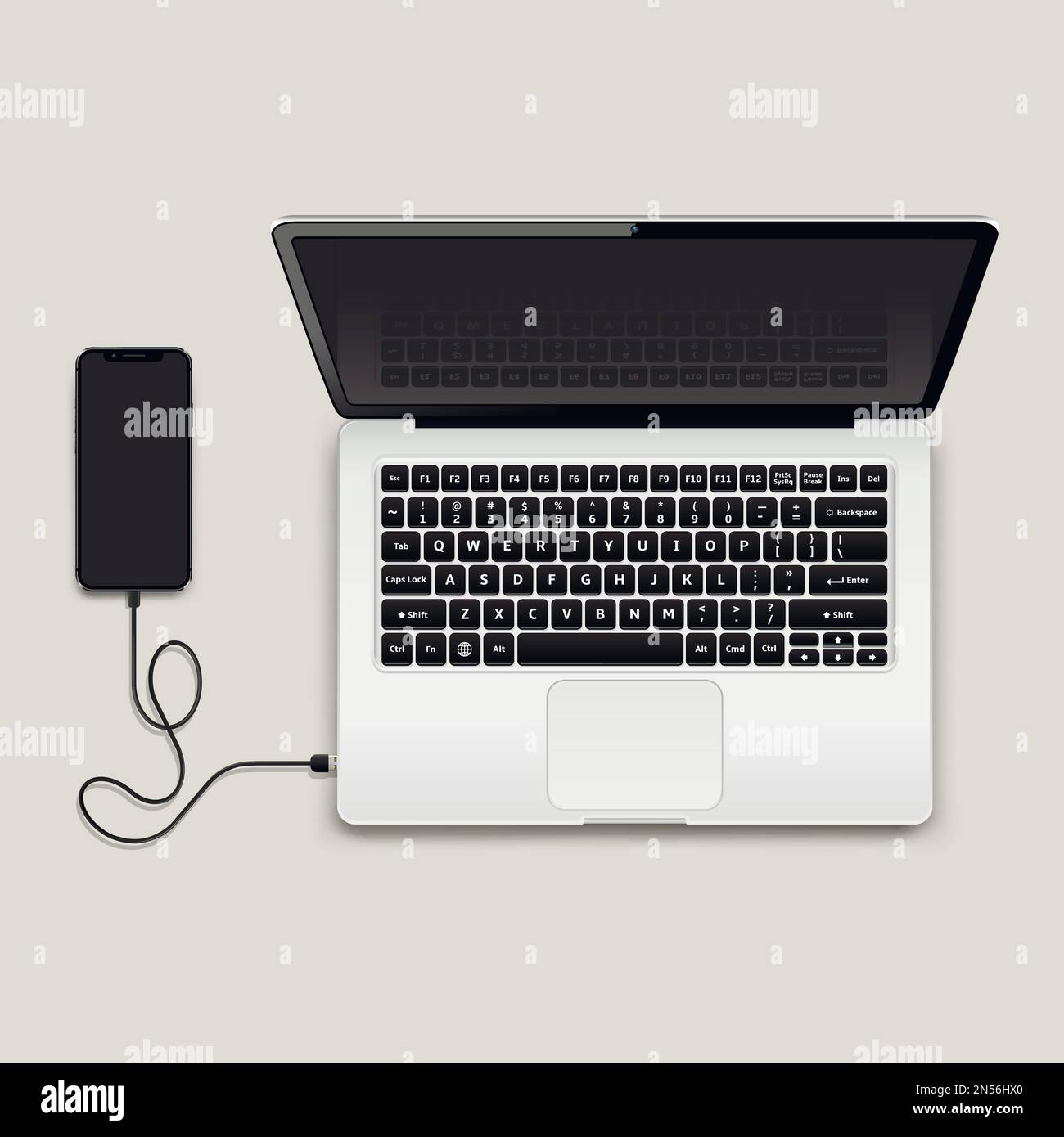 Mobile phone connected to laptop computer Stock Vector Image & Art Alamy