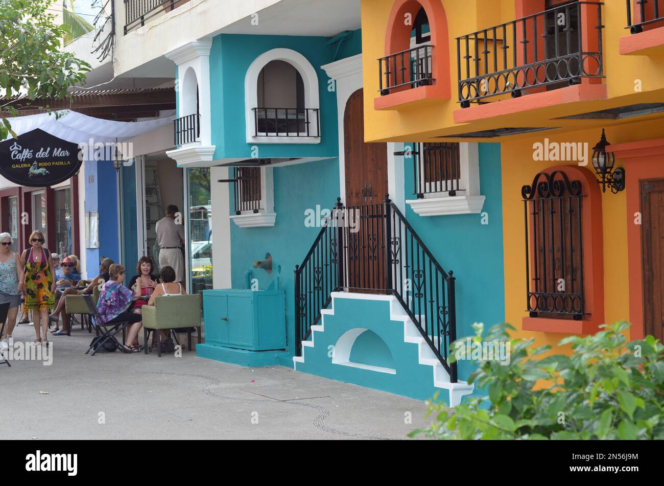 The beautiful colorful building in the Puerto Vallarta city center in Mexico on a sunny day Stock Photo