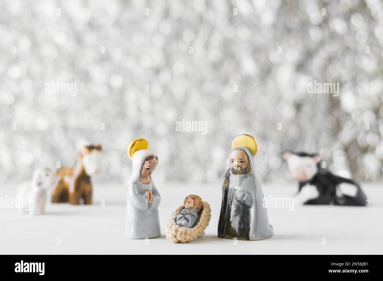 virgin mary with baby jesus saint joseph blurred background. Resolution and high quality beautiful photo Stock Photo