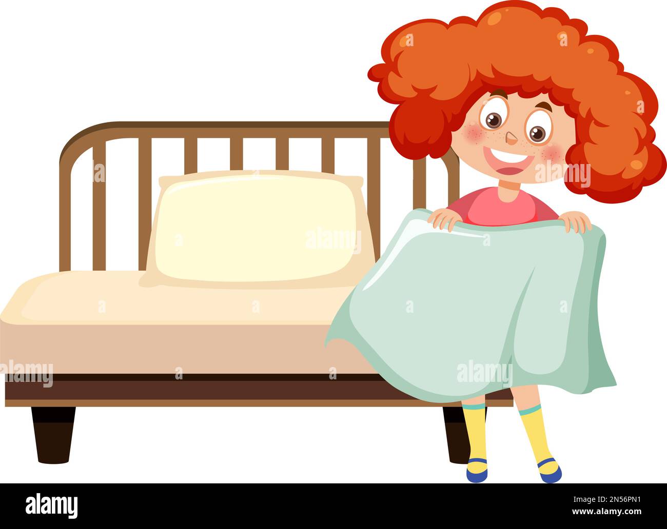 A girl cleaning bedroom illustration Stock Vector Image & Art - Alamy