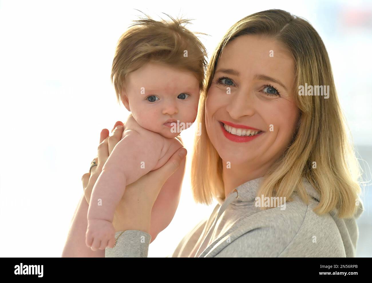 Mother with infant, girl, 3 months, Baden-Wuerttemberg, Germany Stock Photo