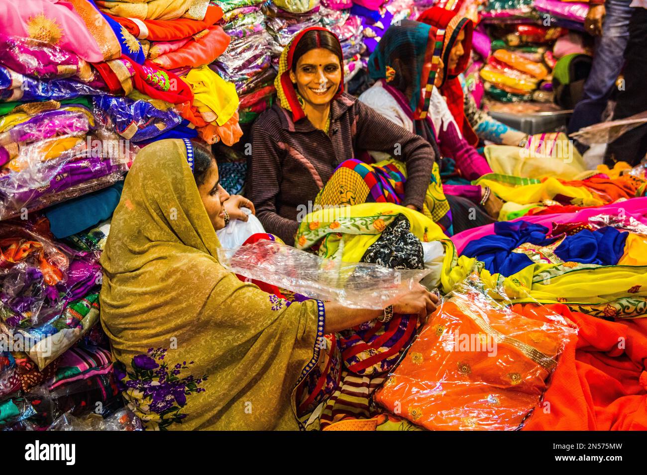 Fabric market at Bapu Bazar, Jaipur, Jaipur, Rajasthan, India Stock