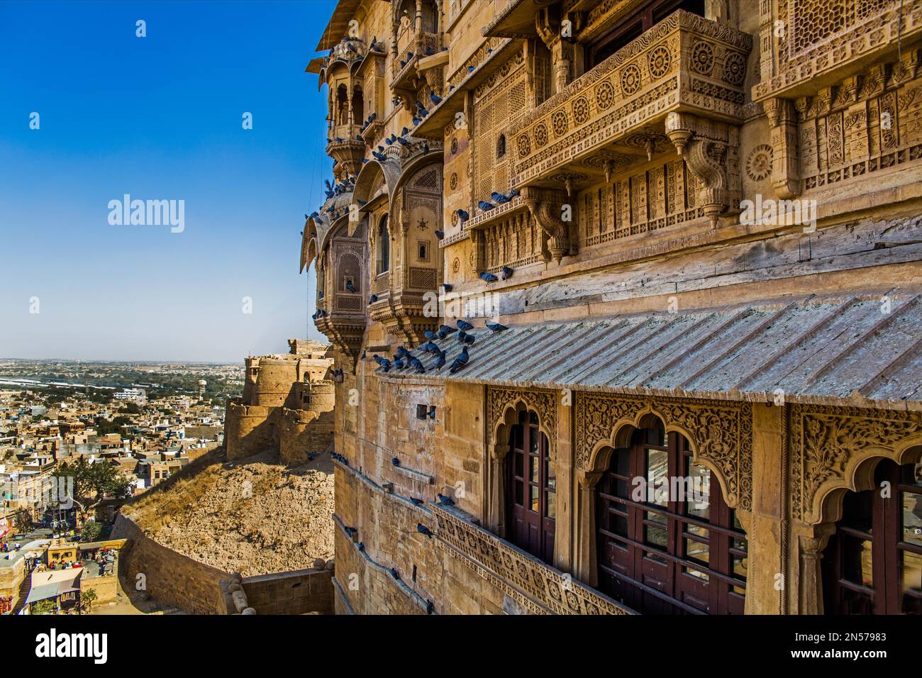 View from the City Palace, Jaisalmer, an exotic city in the Thar Desert ...