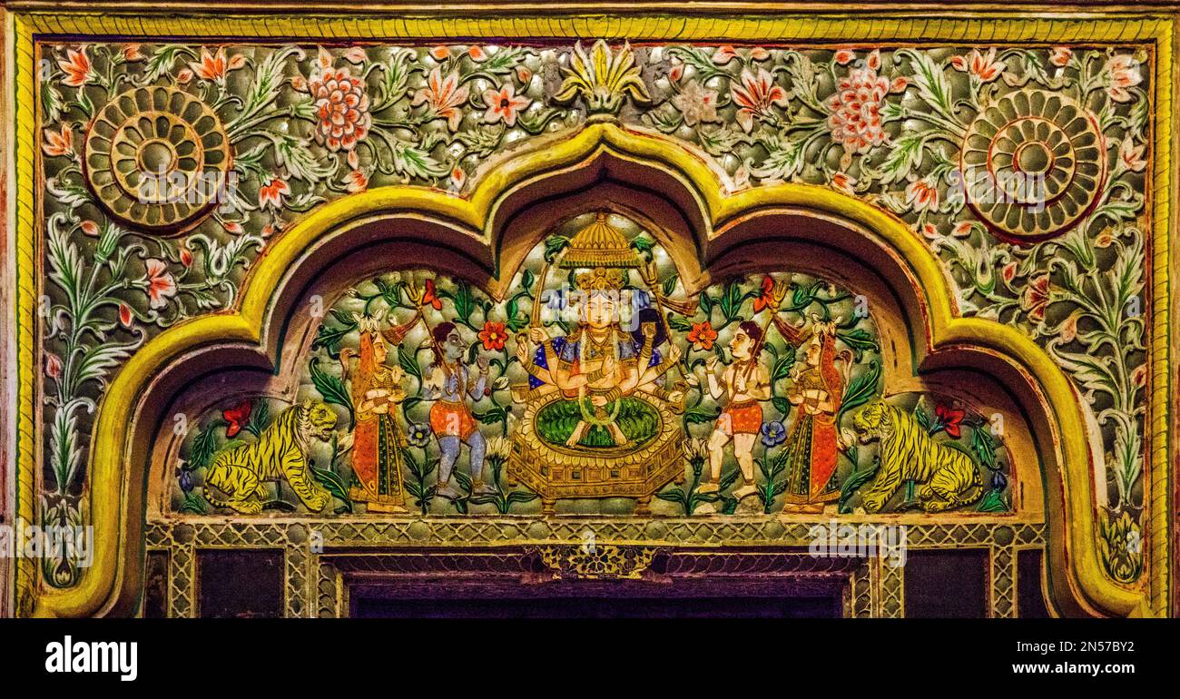 Magnificent interiors, majestic Meherangarh Fort, Jodpur, Jodpur, Rajasthan, India Stock Photo