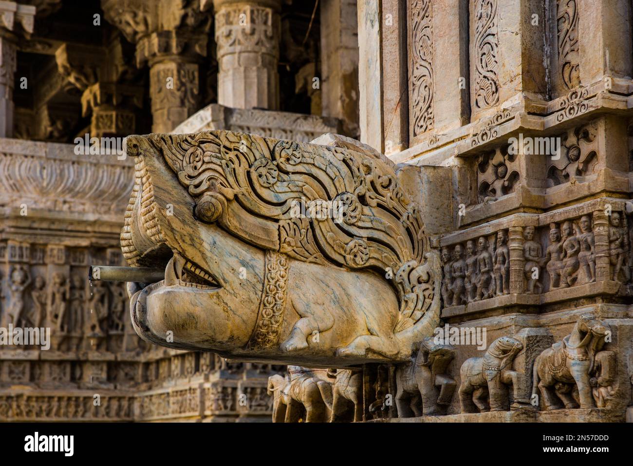 Artful gargoyle, Jagdish Temple, Udaipur, Udaipur, Rajasthan, India Stock Photo