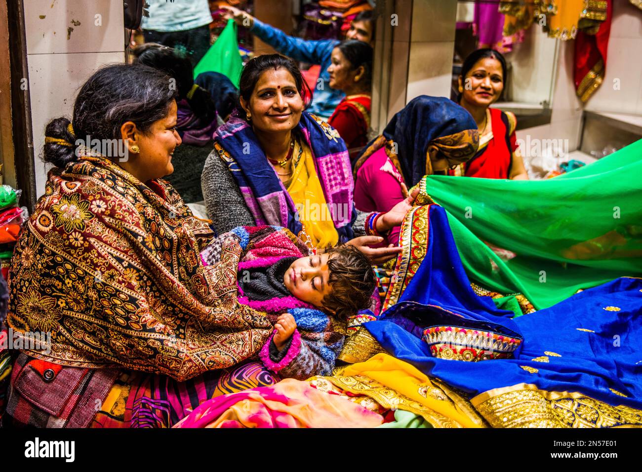 Fabric market at Bapu Bazar, Jaipur, Jaipur, Rajasthan, India Stock