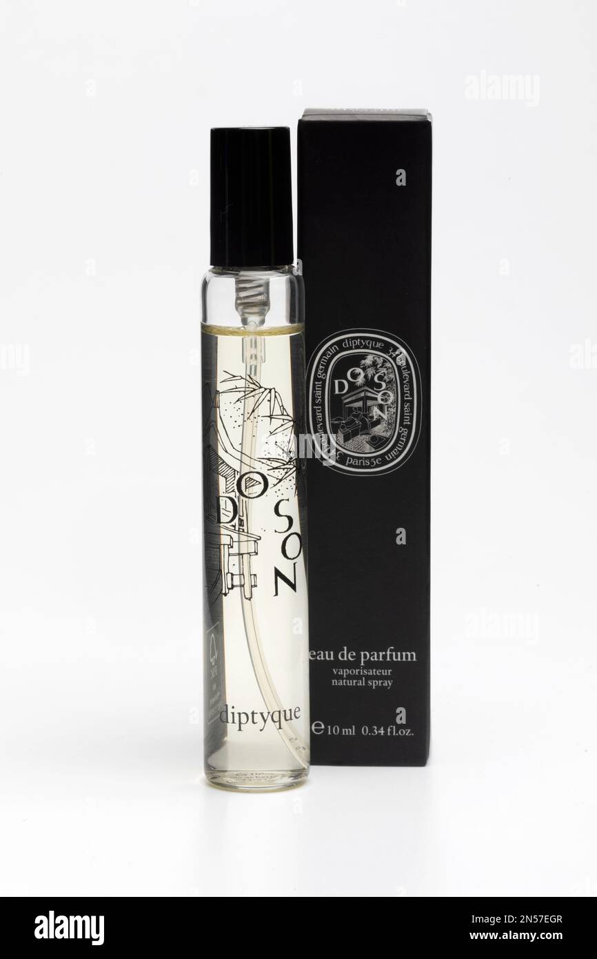 A bottle of DiptyqueDoson eau de parfum natural spray. Stock Photo