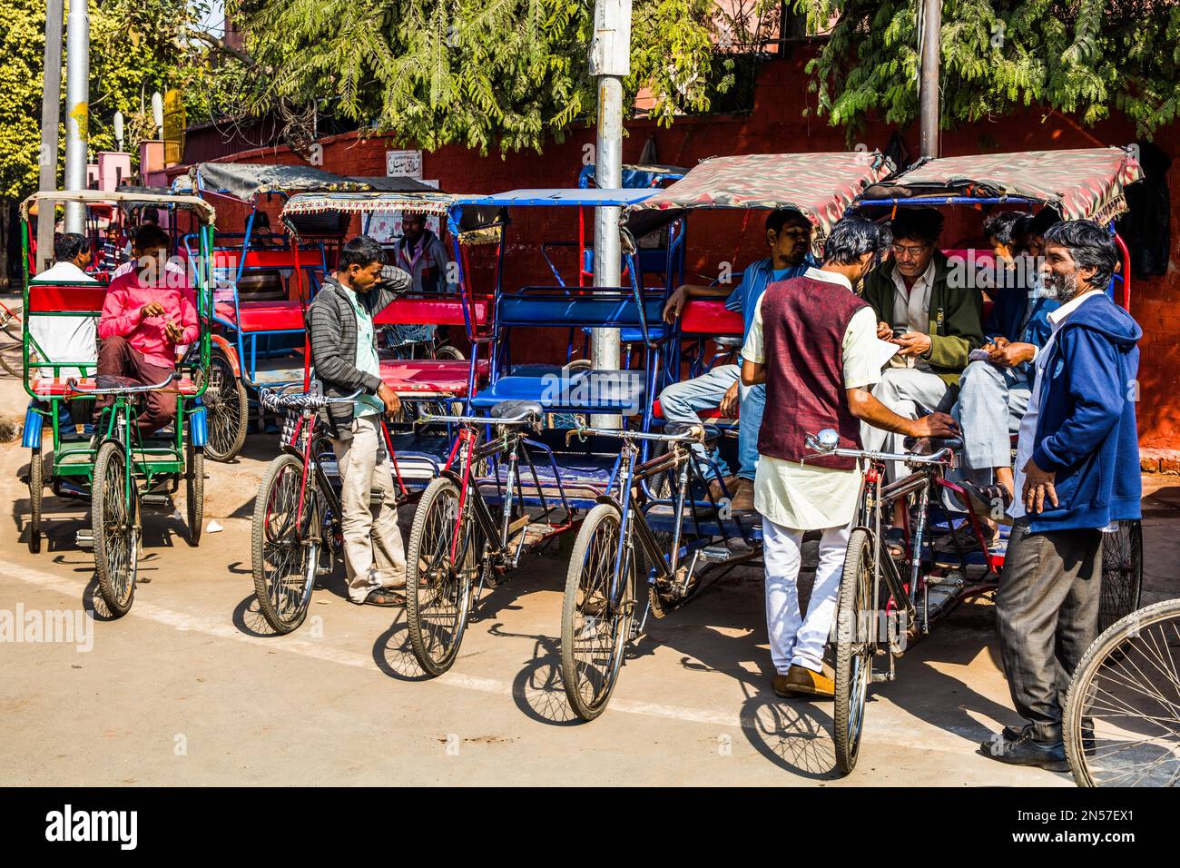 Cycle Rickshaw Back Cycle rickshaws, traffic chaos in Old Delhi, Delhi, India Stock Photo ...