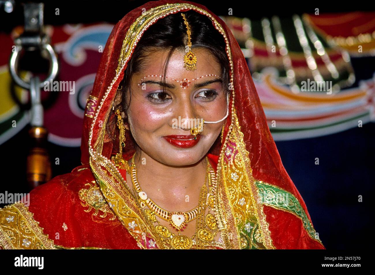 Bride, splendid wedding in Rajasthan, Jaipur, Rajasthan, India Stock