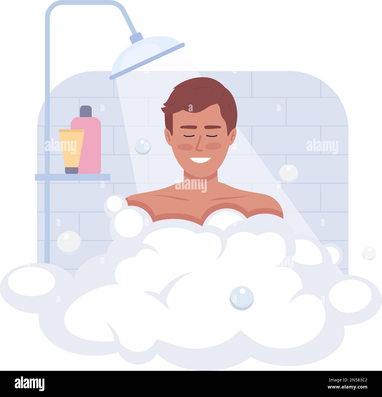 Shower in morning 2D vector isolated illustration Stock Vector Image ...