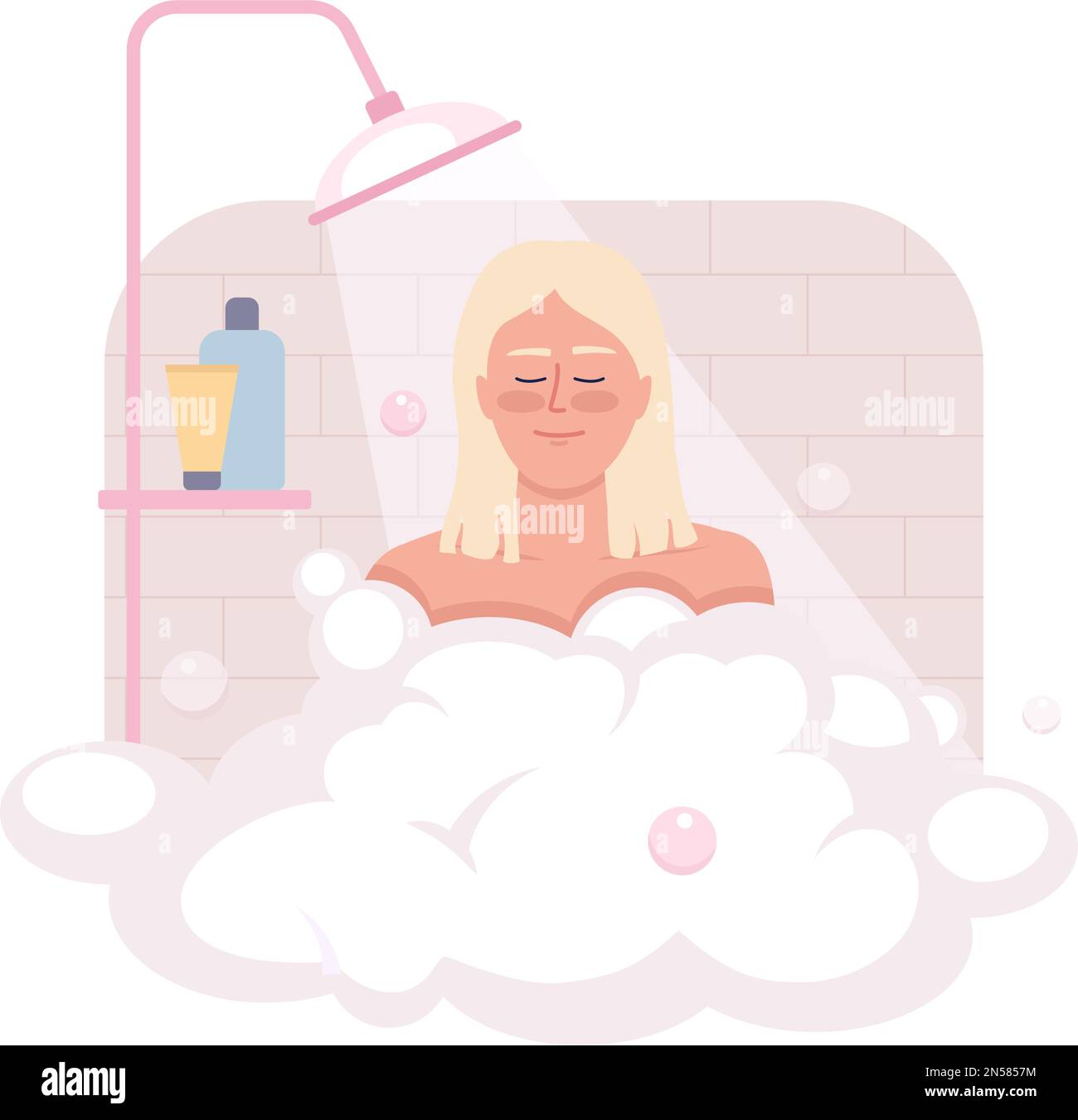 Taking shower after waking up 2D vector isolated illustration Stock Vector Image & Art Alamy