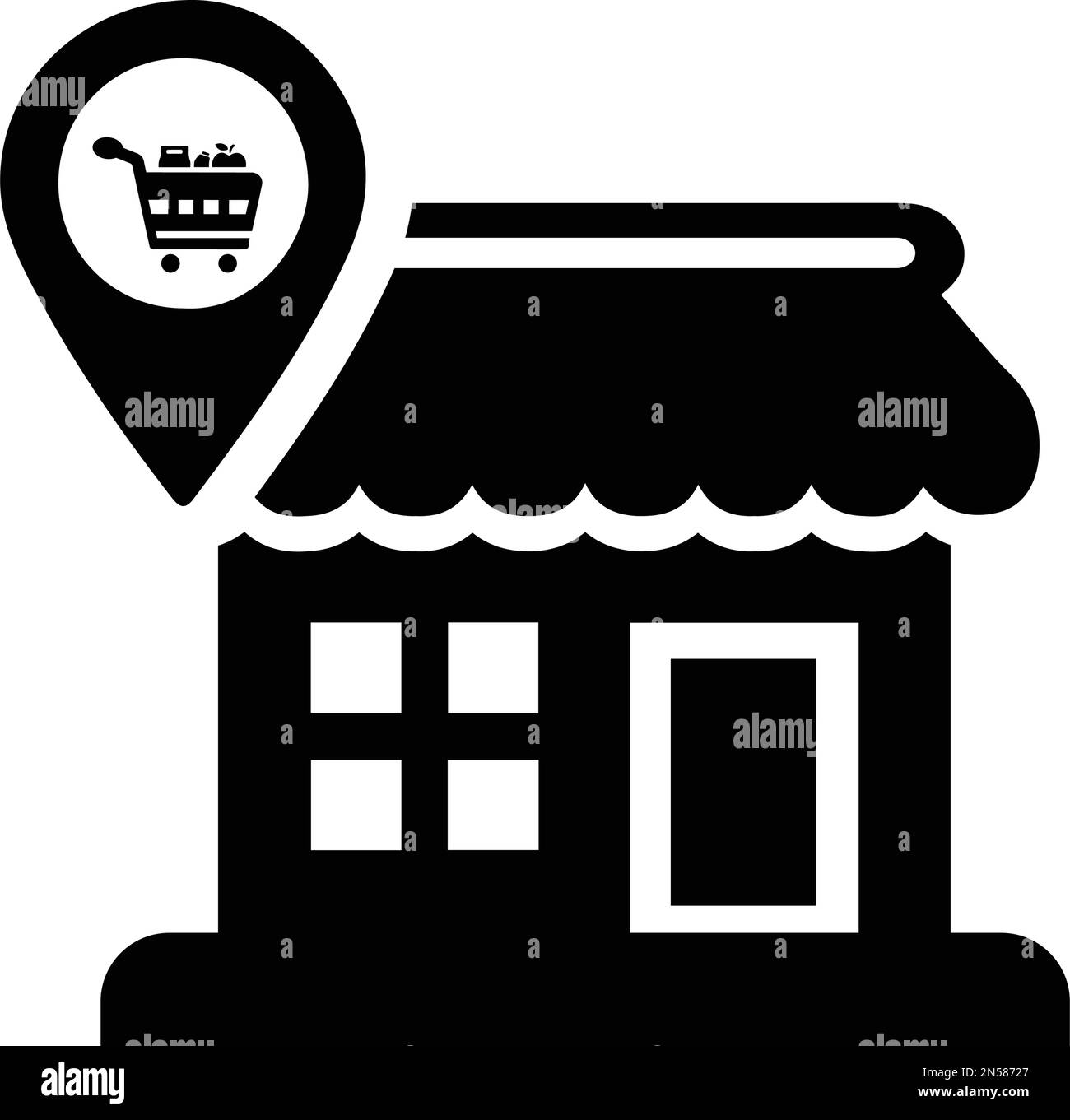 Store location vector vectors Black and White Stock Photos & Images - Alamy