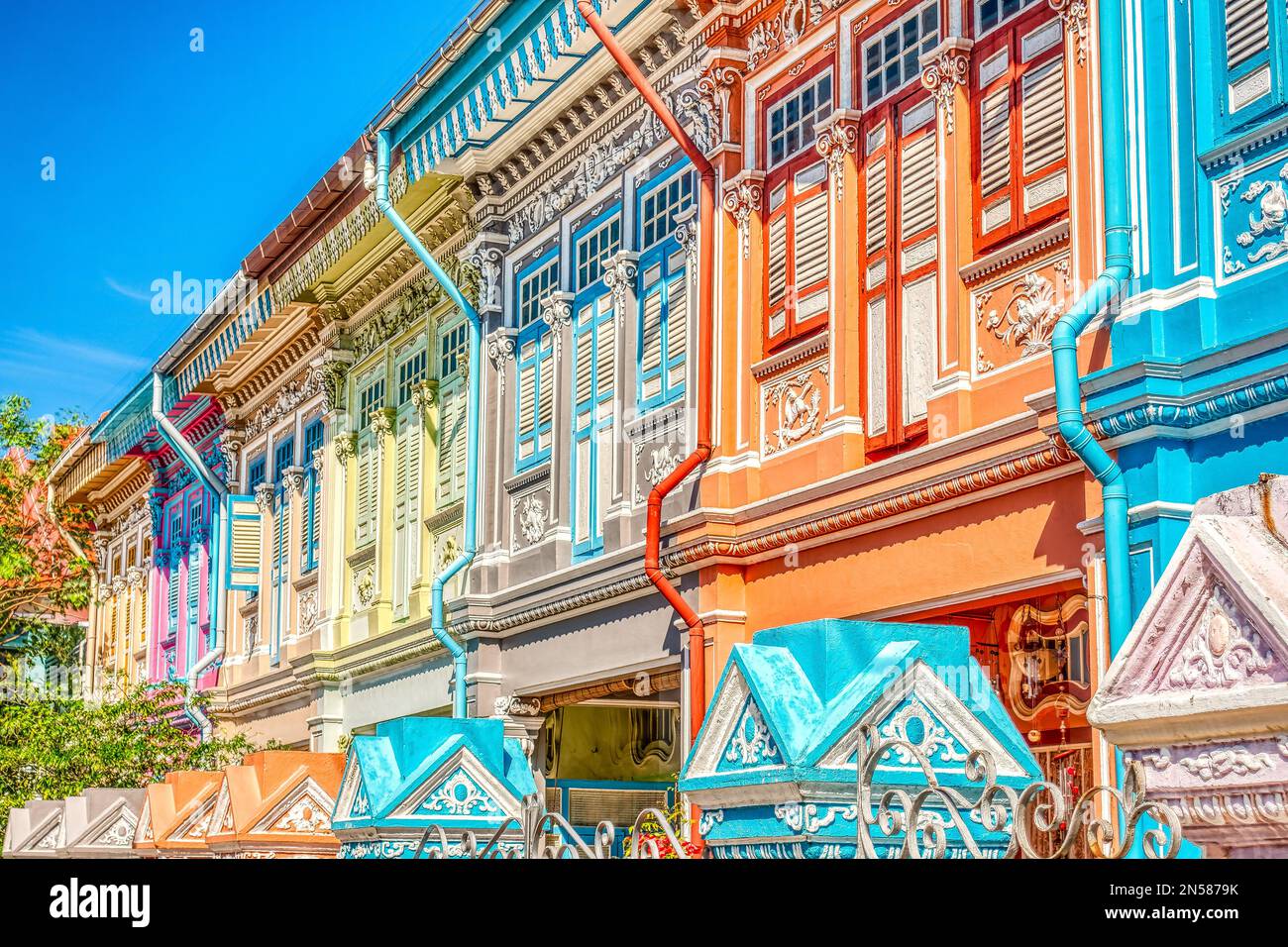 Colorful Chinese Houses in Singapore Stock Photo Alamy