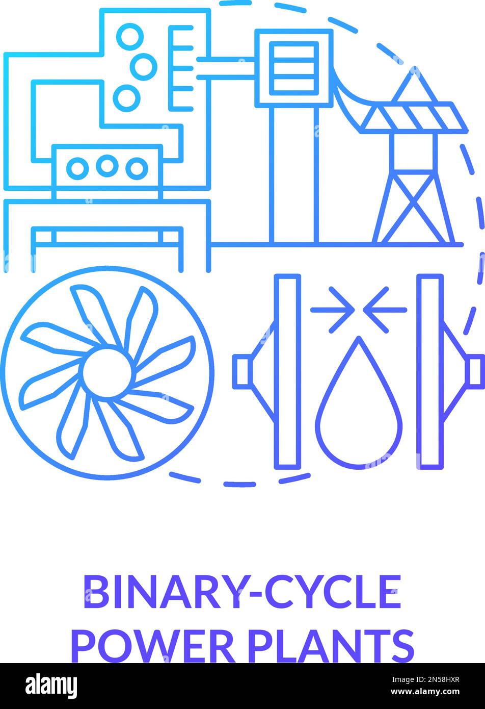 Binarycycle power plants blue gradient concept icon Stock Vector Image