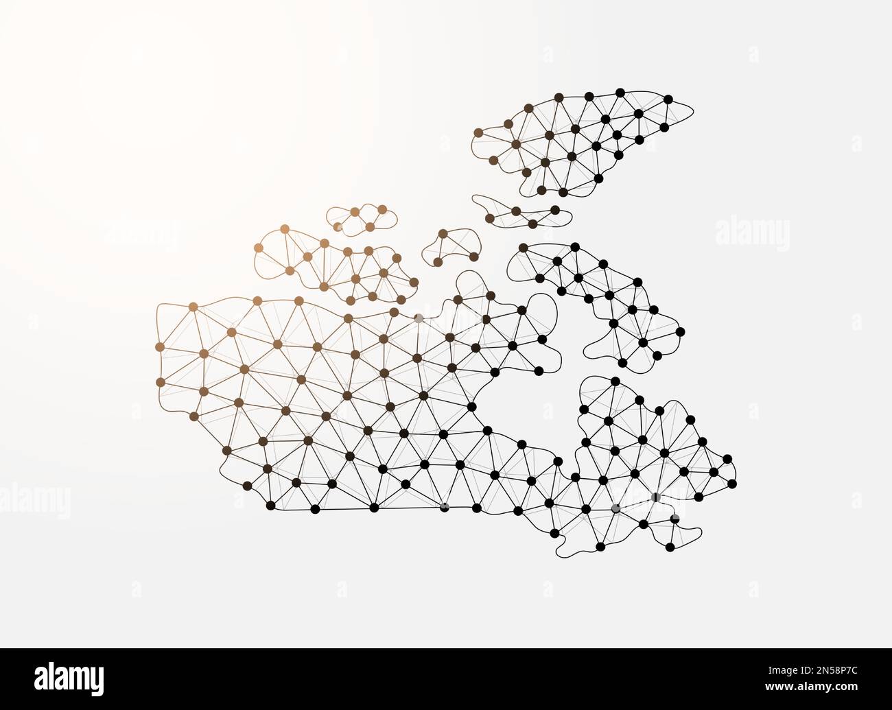 Canada low poly symbol with connected dots. Canada map design vector illustration. Country map polygonal wireframe Illustration for website design Stock Vector