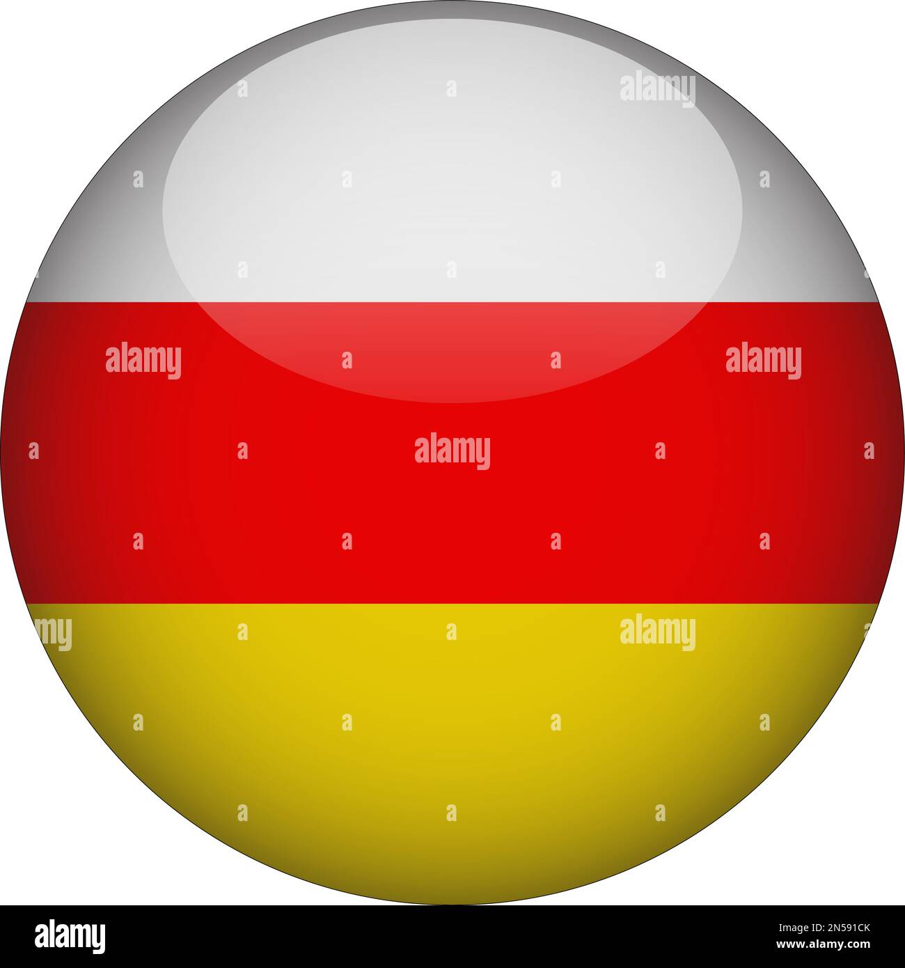 South Ossetia 3D Rounded Flag Icon Button Vector Stock Vector