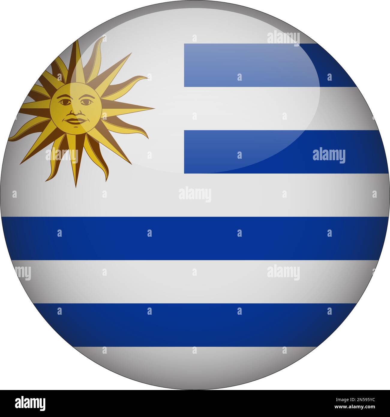 Uruguay 3D Rounded Flag Icon Button Vector Stock Vector