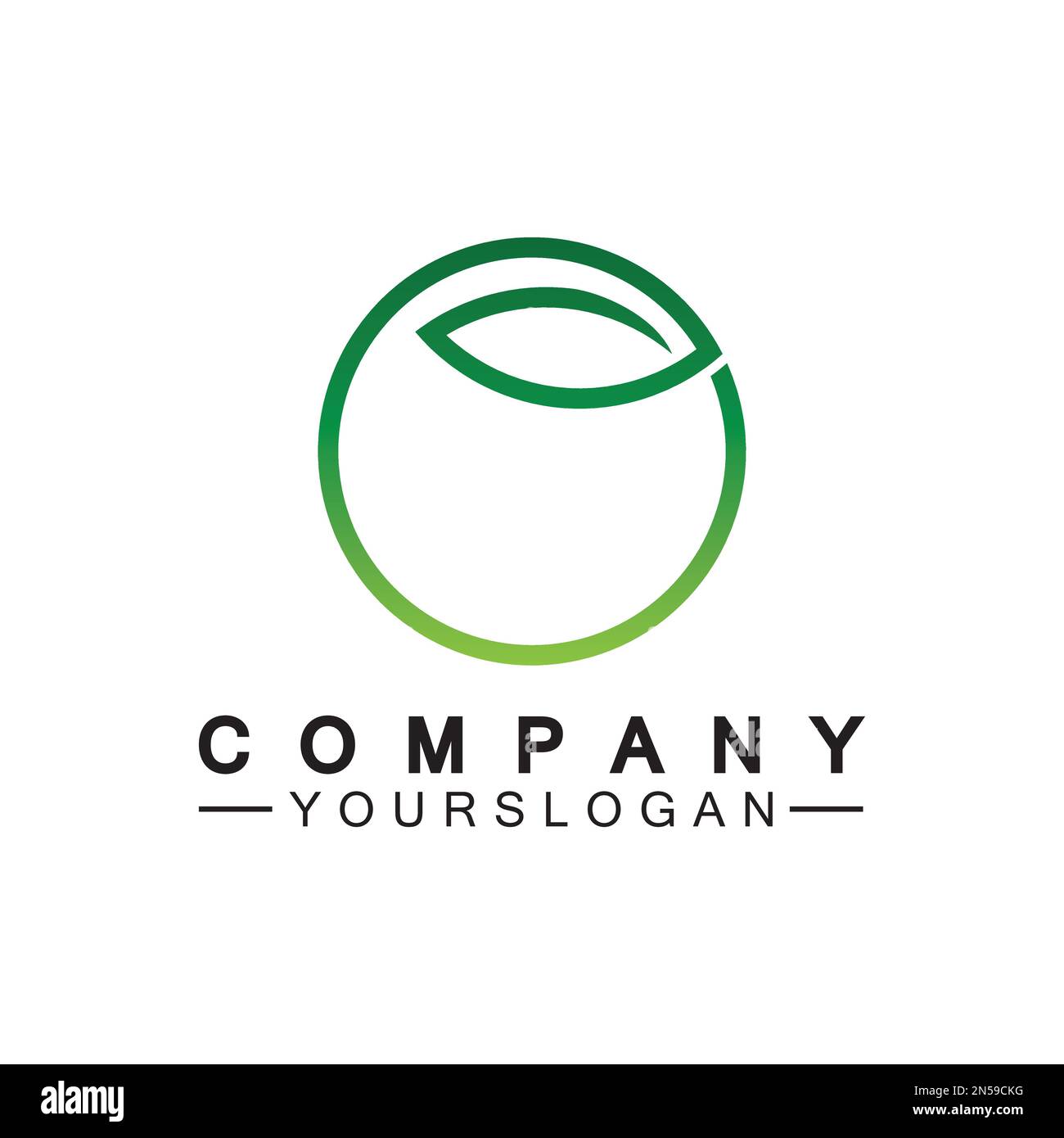 Simple leaf logo inside circle with minimal line art design style Stock Vector