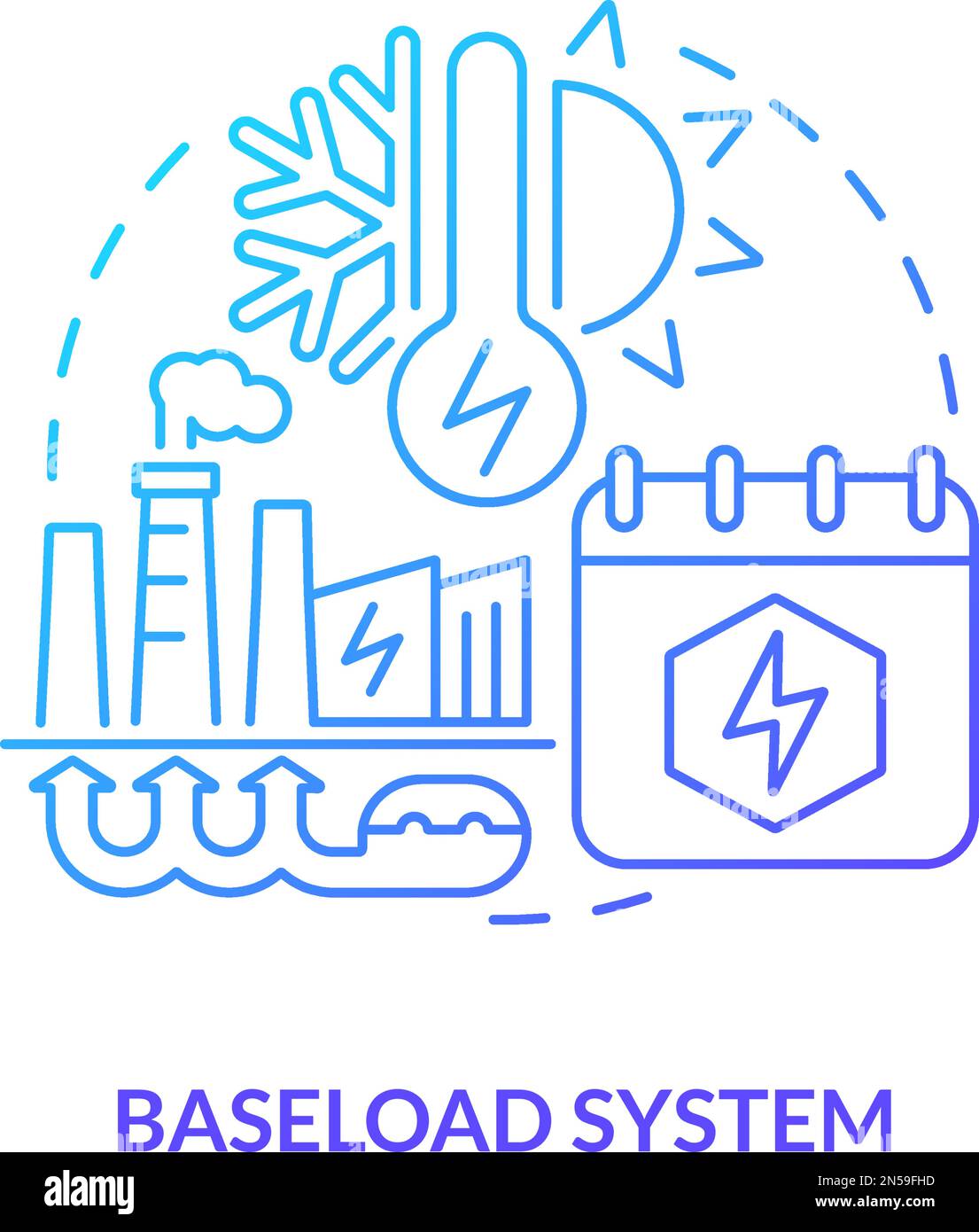 Baseload system blue gradient concept icon Stock Vector