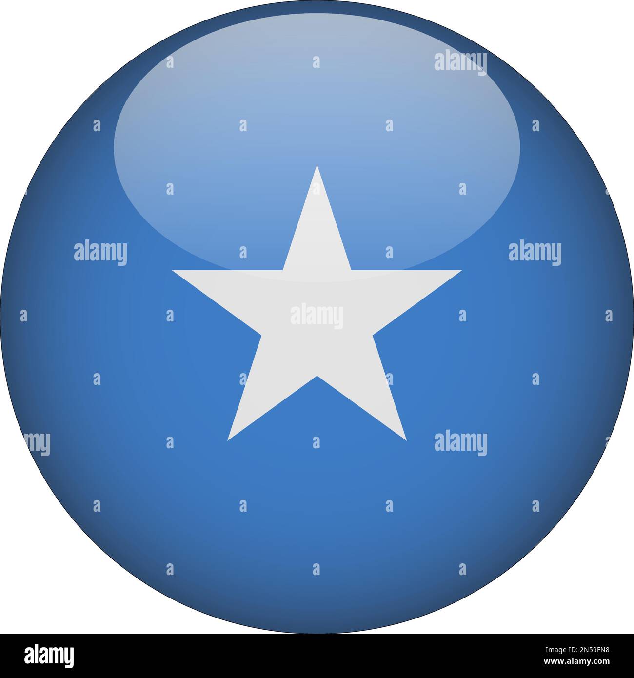 Somalia 3D Rounded Flag Icon Button Vector Stock Vector