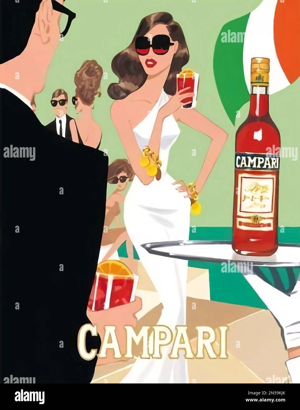 CAMPARI advert about 1970 for the Italian brand of alcoholic liqueur Stock Photo