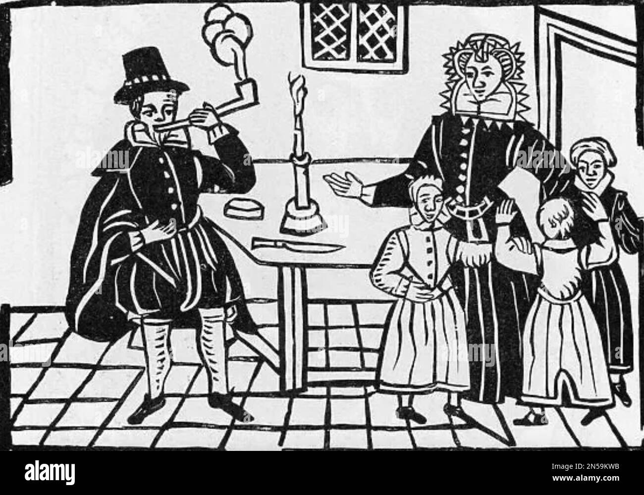 ELIZABETHAN FAMILY at home about 1590 Stock Photo