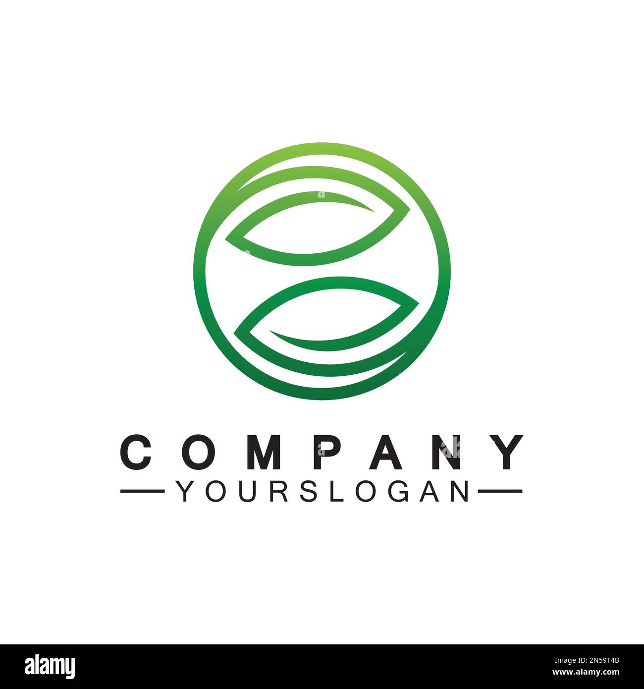 Simple leaf logo inside circle with minimal line art design style Stock Vector