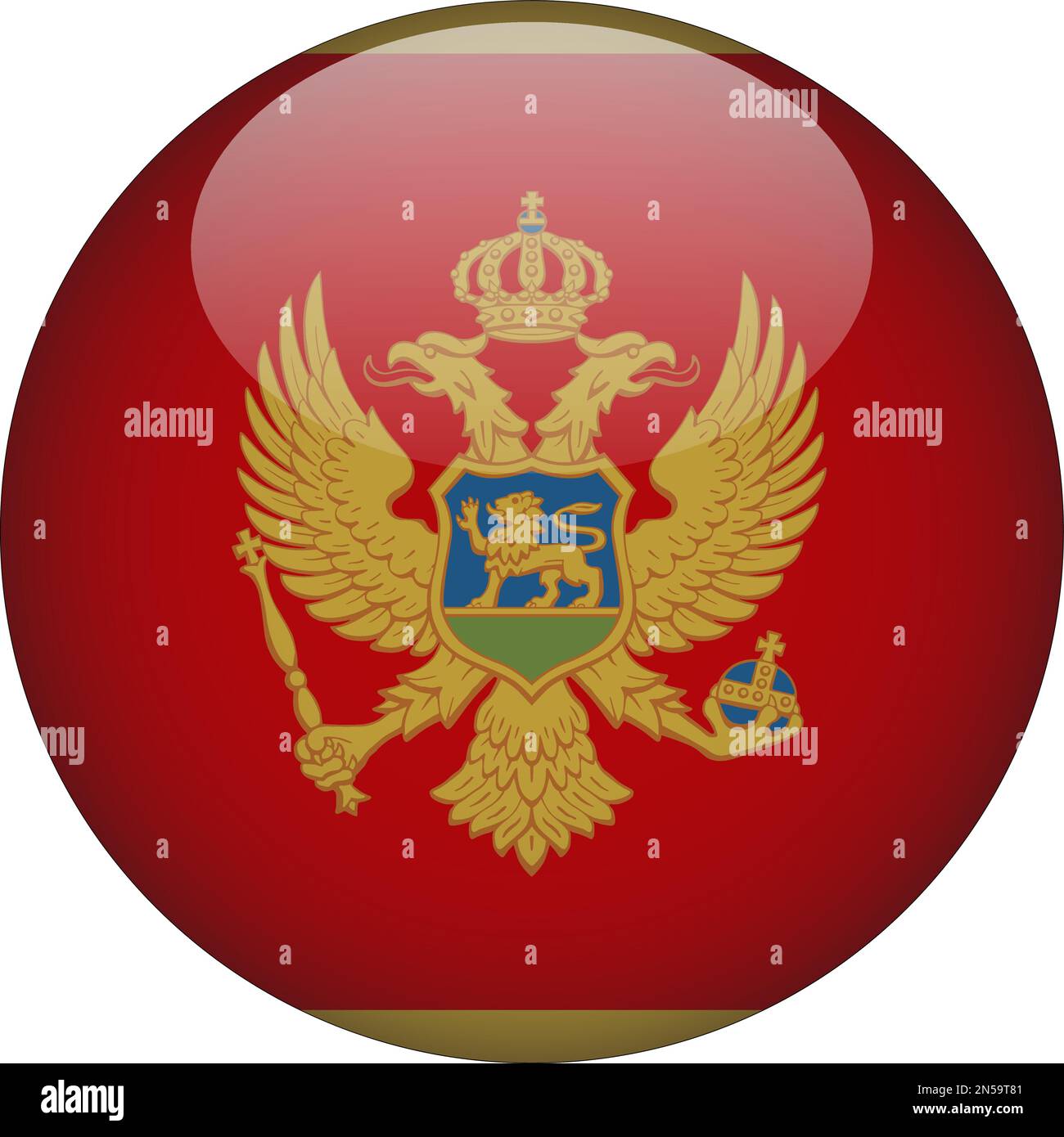 Montenegro 3D Rounded Flag Icon Button Vector Stock Vector