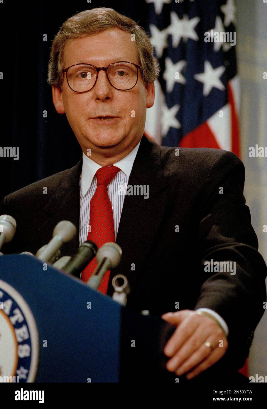 Republican Senator from Kentucky, Mitch McConnell is pictured in
