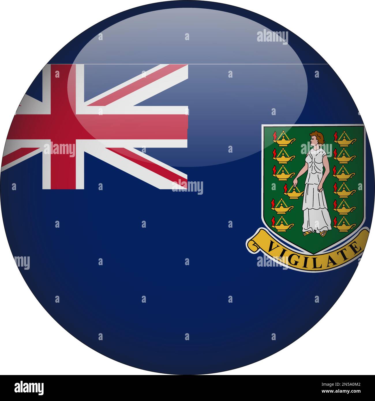 British Virgin Islands 3D Rounded Flag Icon Button Vector Stock Vector