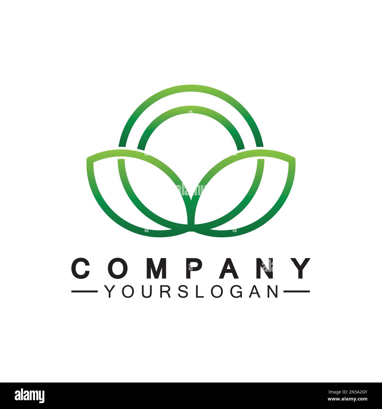 Simple leaf logo inside circle with minimal line art design style Stock Vector