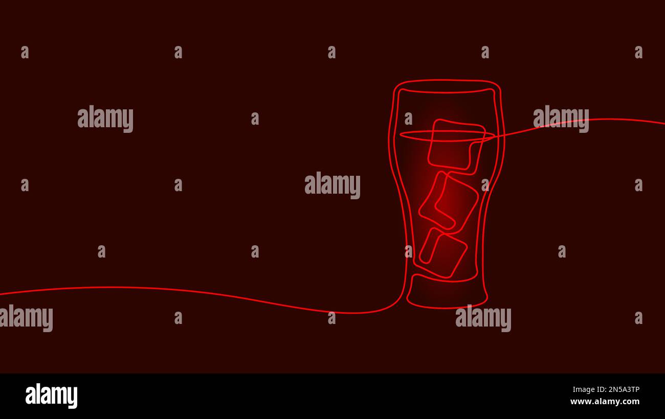 One line continuous glass of cola ice symbol concept. Silhouette of ...