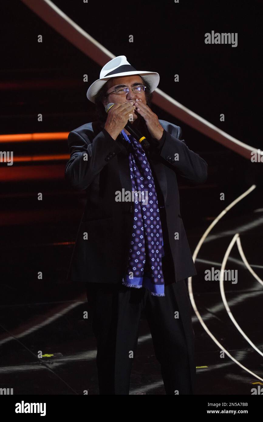 Italian singer Al Bano (Albano Carrisi) at 73 Sanremo Music Festival.  Second evening. Sanremo (Italy), February 8th, 2023 (Photo by Marco  Piraccini/Mondadori Portfolio/Sipa USA Stock Photo - Alamy