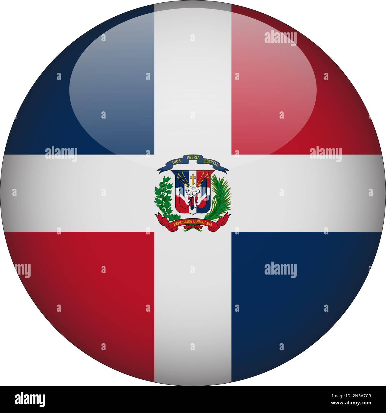 Dominican Republic 3d Rounded Flag Icon Button Vector Stock Vector