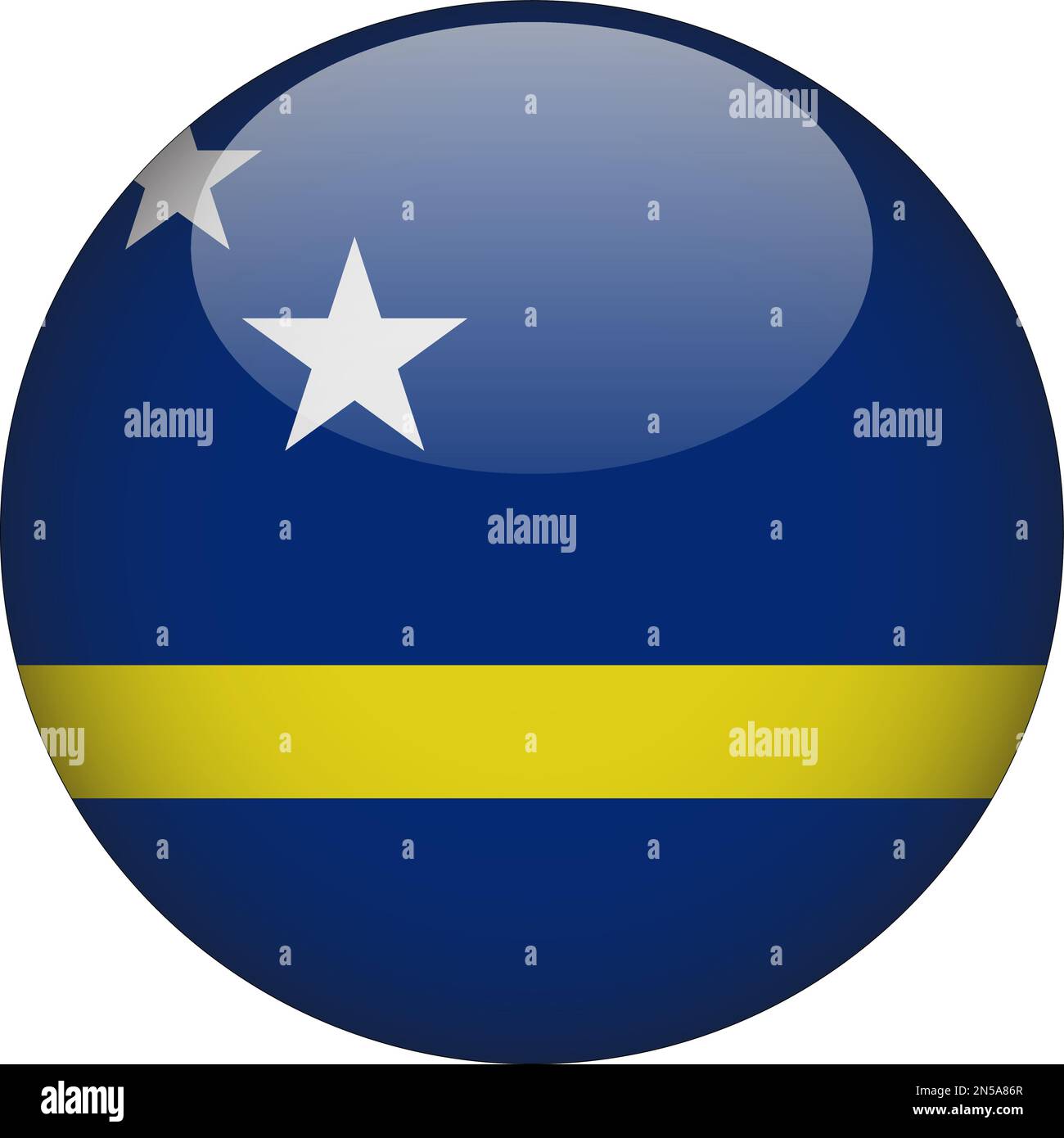 Curacao 3D Rounded Flag Icon Button Vector Stock Vector