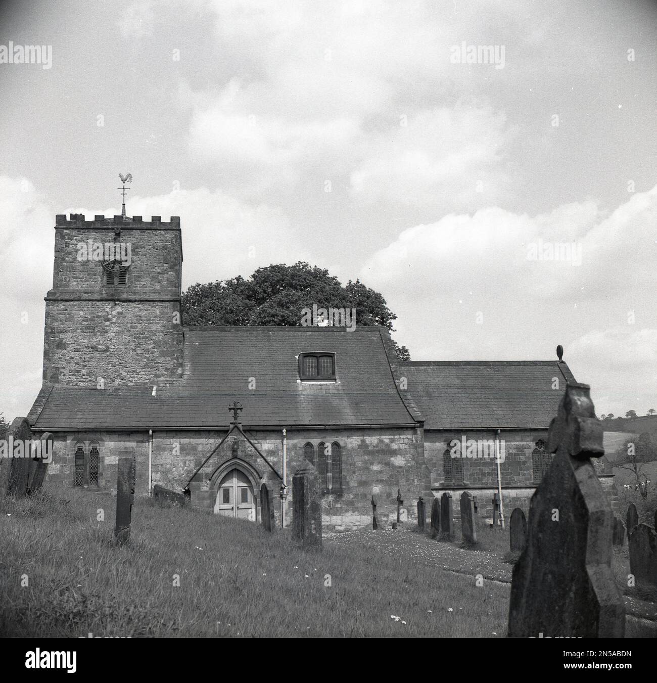 1964, historical, exterior, church at Kirby underdale, Yorkshire