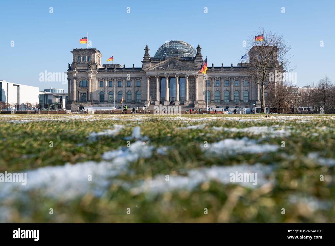 08.02.2023, Berlin, Germany, Europe Melting snow covers the Republic
