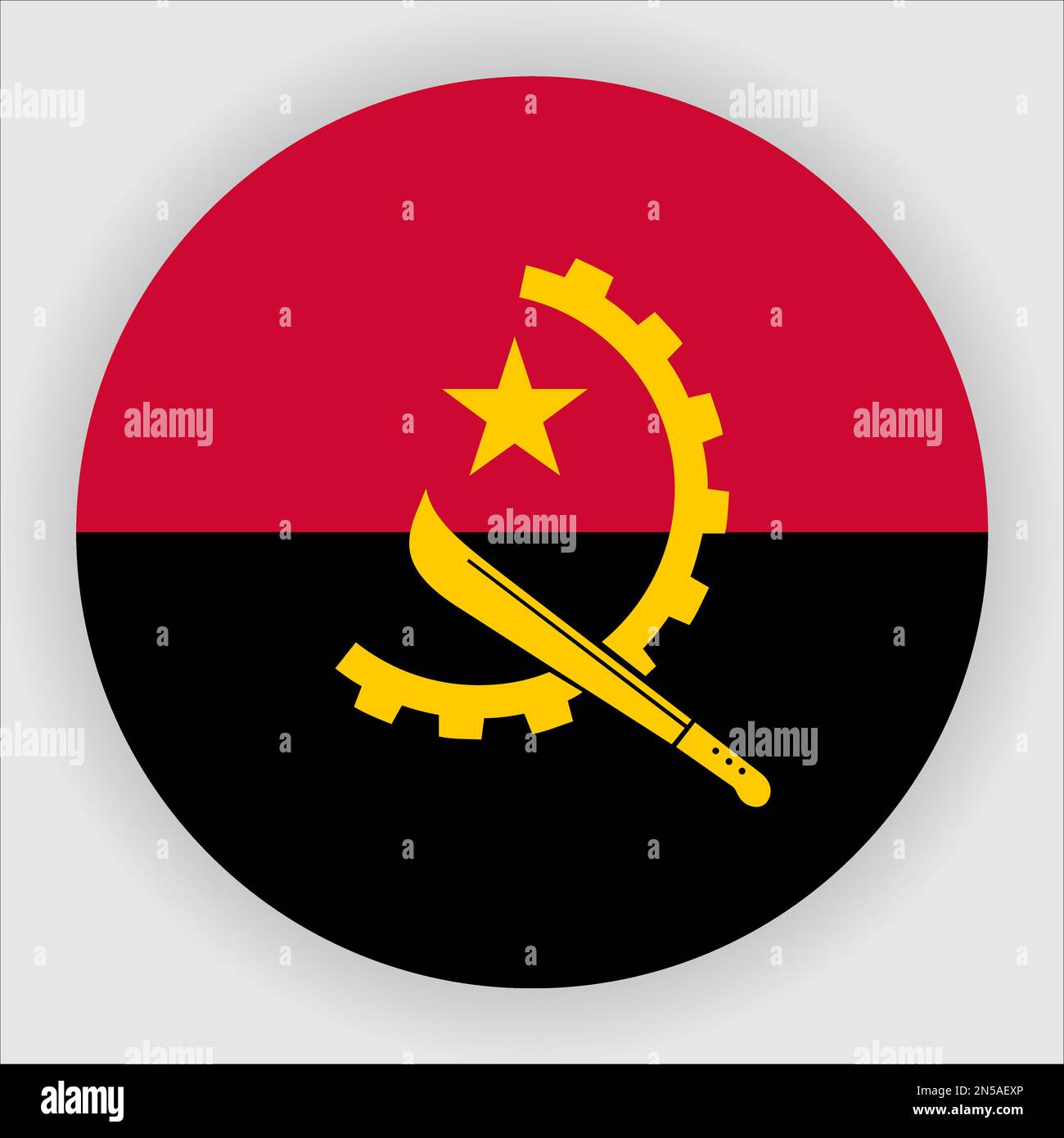 Angola Flat Rounded Flag Icon Button Vector Stock Vector