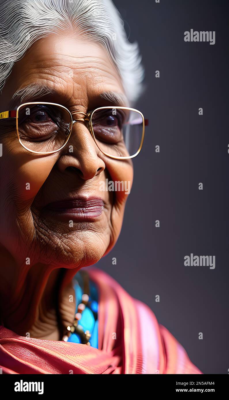 Older indian woman portrait hi-res stock photography and images - Alamy