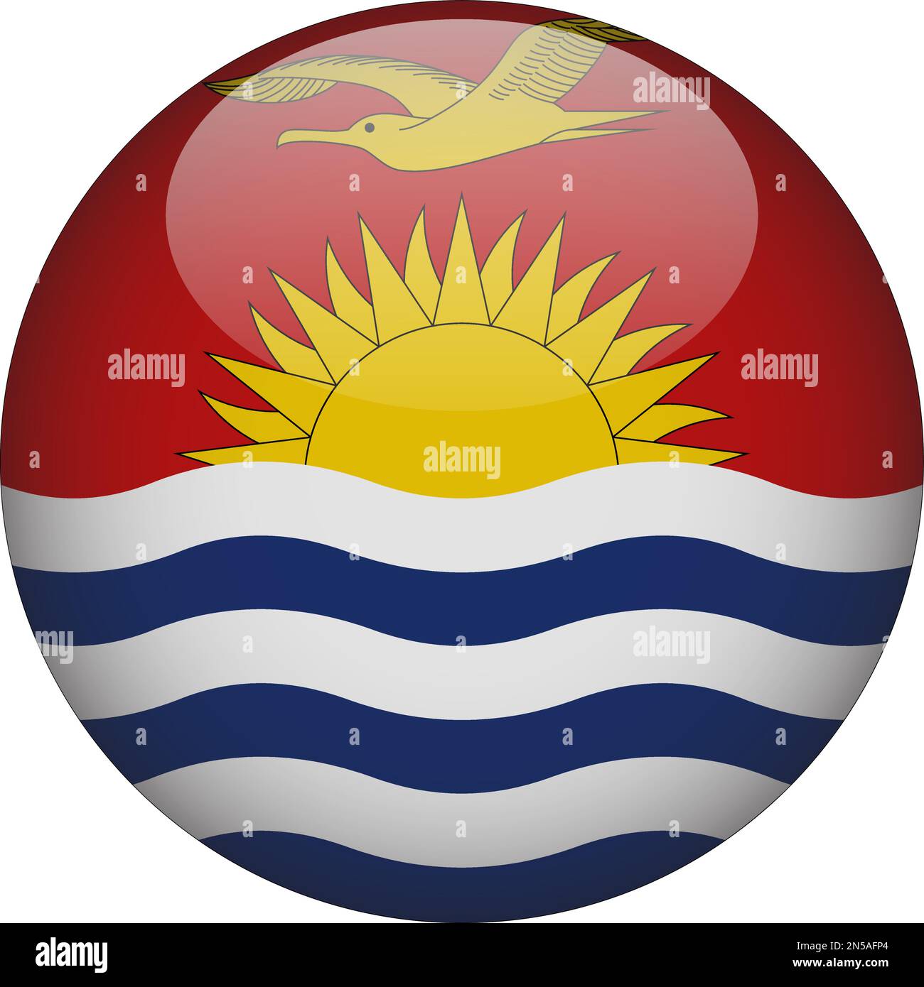 Kiribati 3D Rounded Flag Icon Button Vector Stock Vector