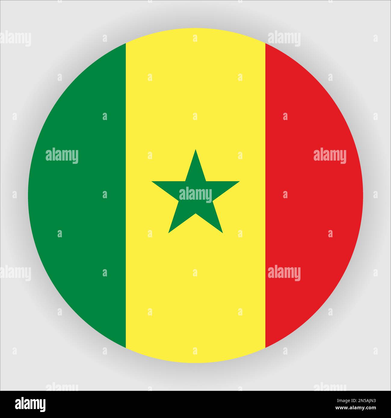 Senegal Flat Rounded Flag Icon Button Vector Stock Vector