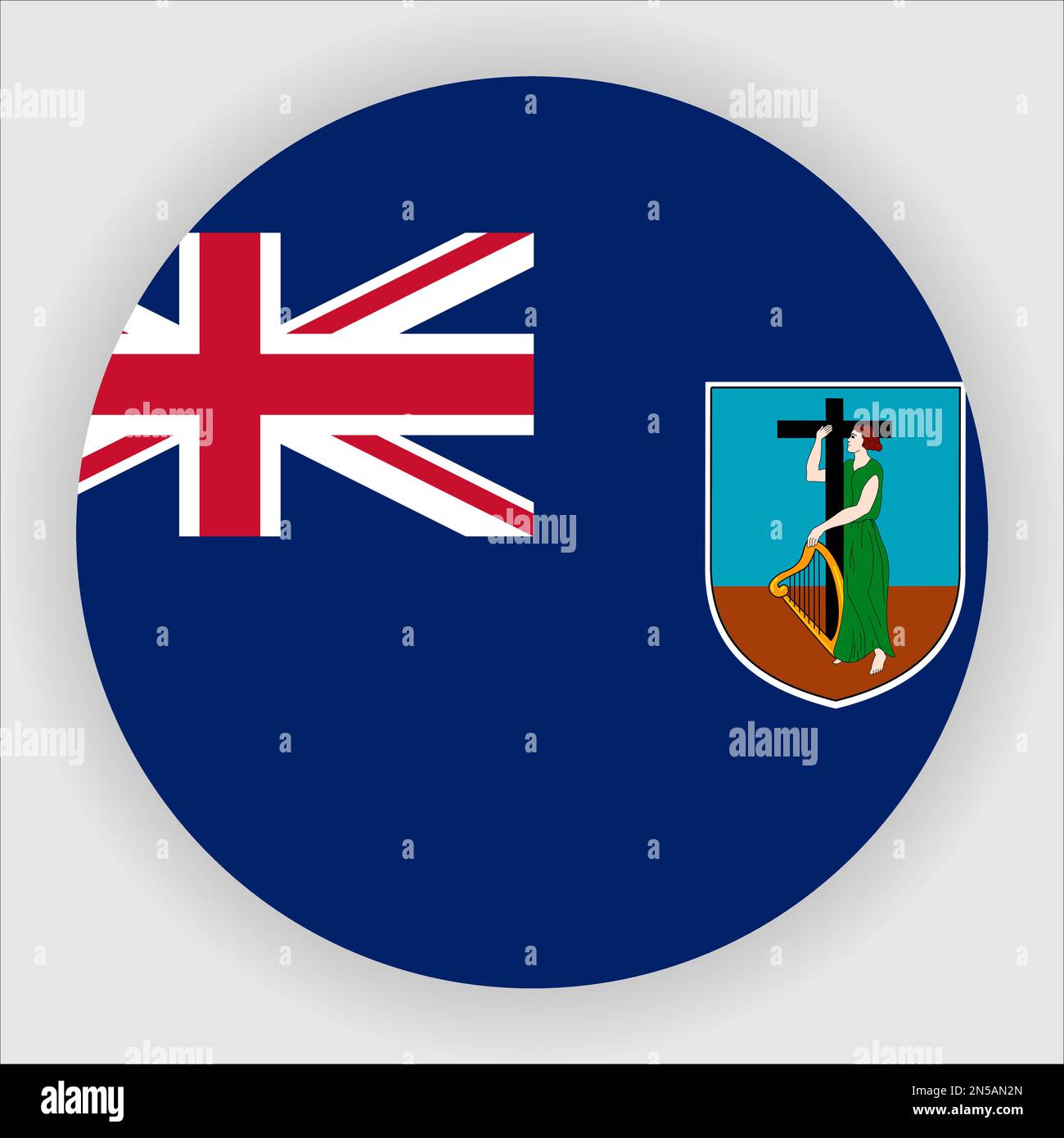 Montserrat Flat Rounded Flag Icon Button Vector Stock Vector